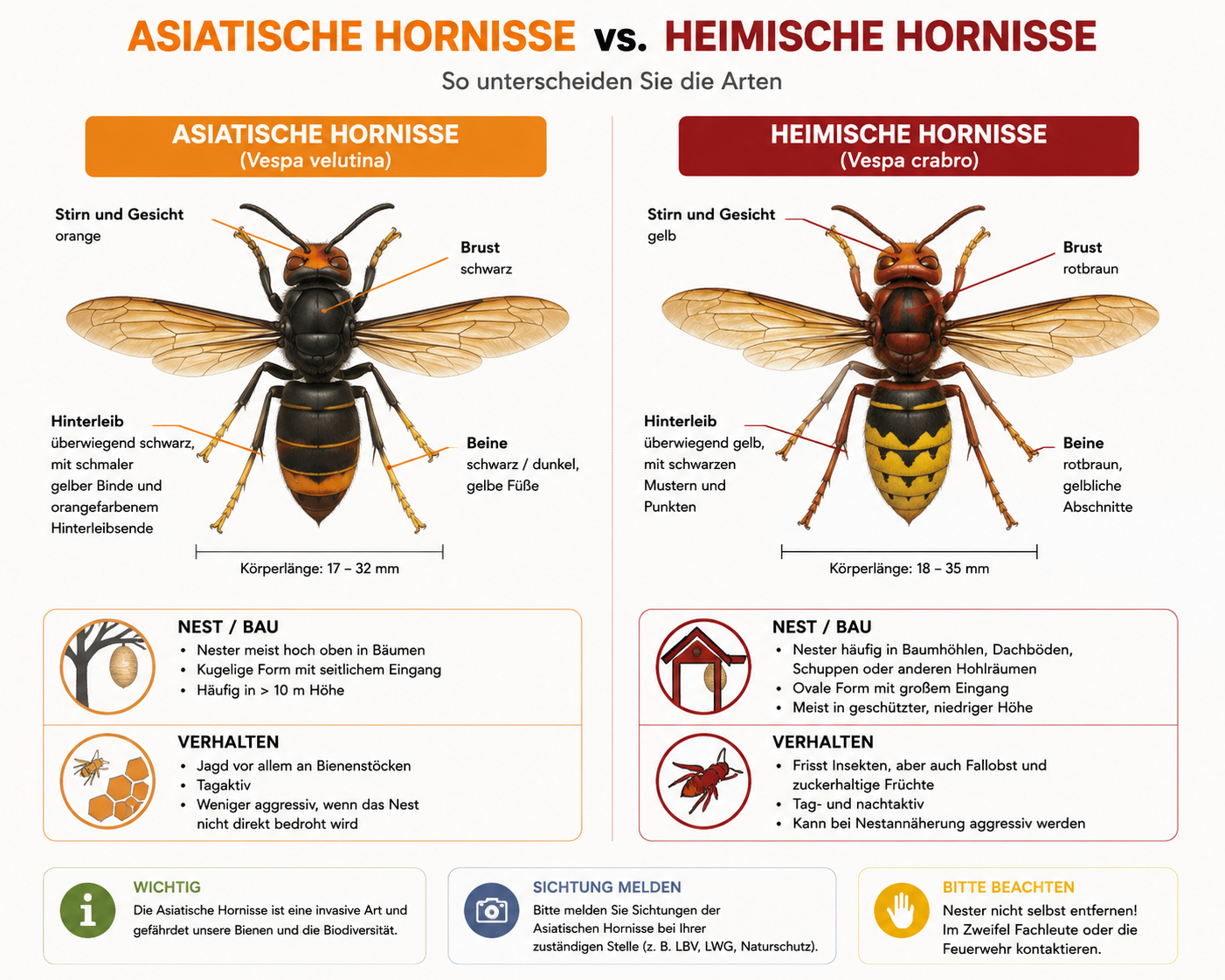 Vergleich Asiatische vs. Heimische Hornisse